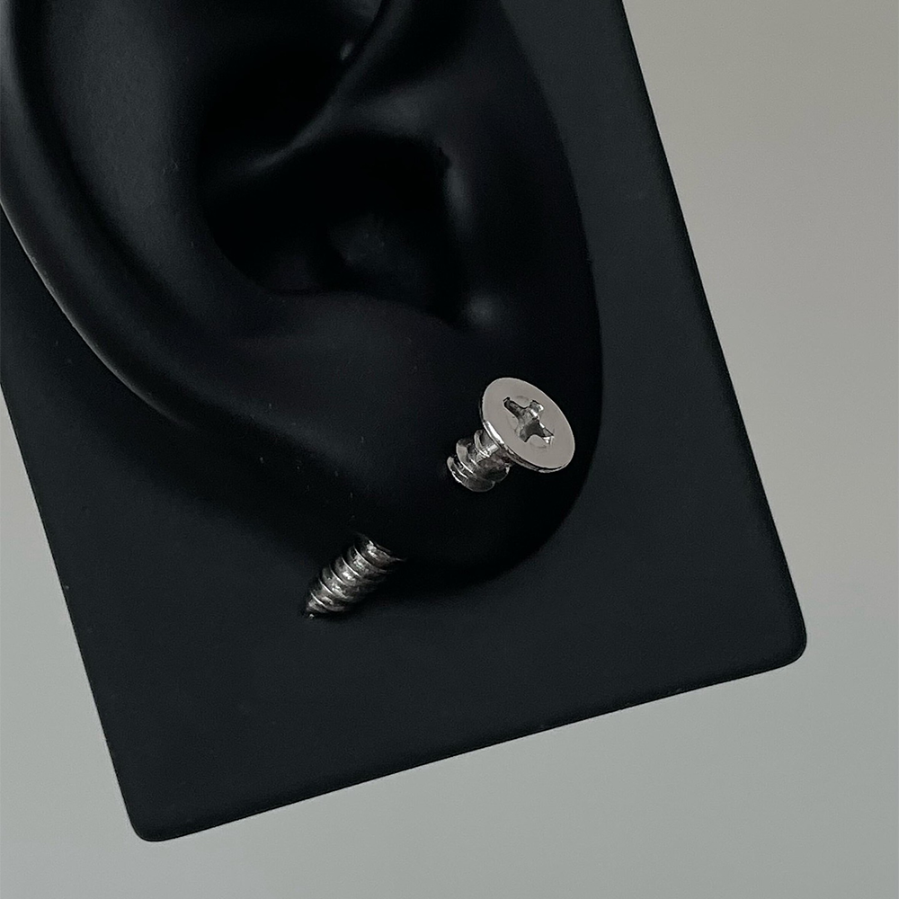 Punk Rock Unisex Stainless Steel Screw Stud Earrings