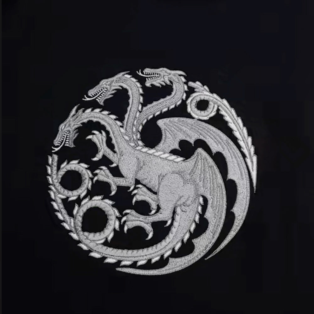 Three-headed Dragon Pattern Embroidered T-shirt