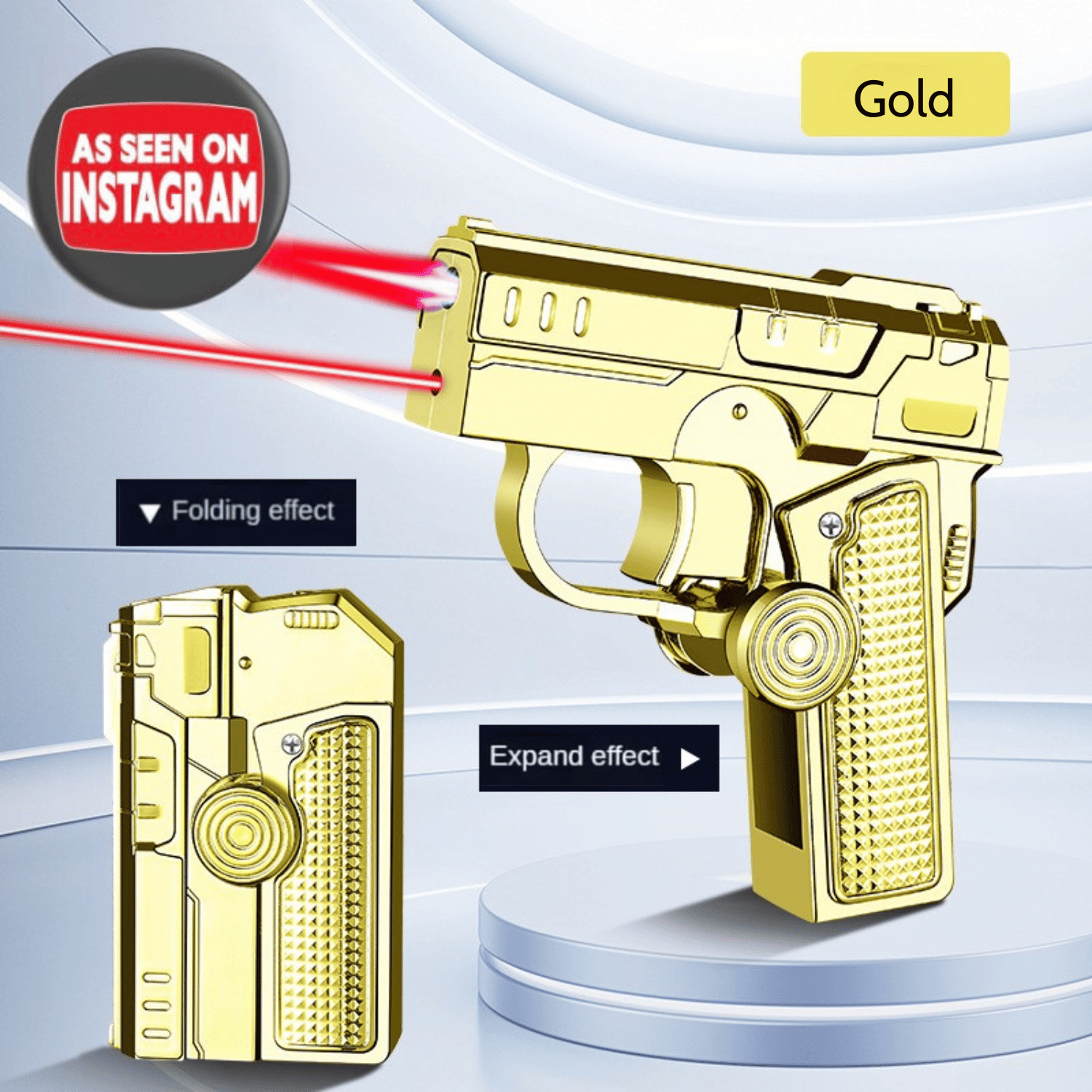 Multi Functional Folding Dual Form Decompression Gyro Gun Shaped Lighter