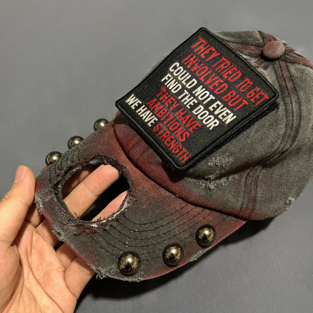 Distressed Vintage Patch Hat with Studs