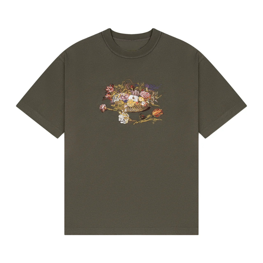 Embroidered Vintage Floral Still Life T-Shirt