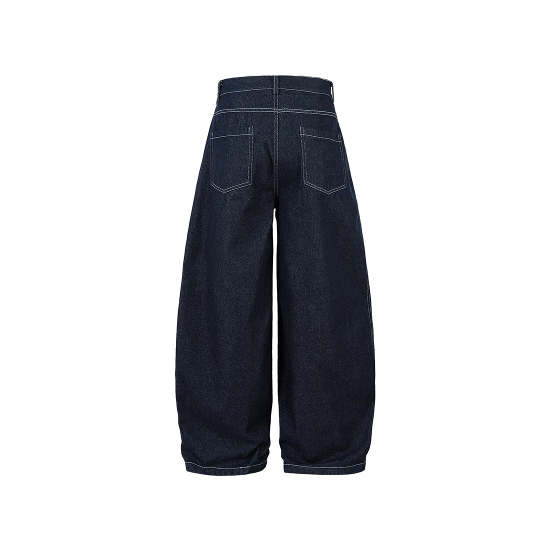 Deconstructed Contrast Stitching Pleated Baggy Barrel Jeans