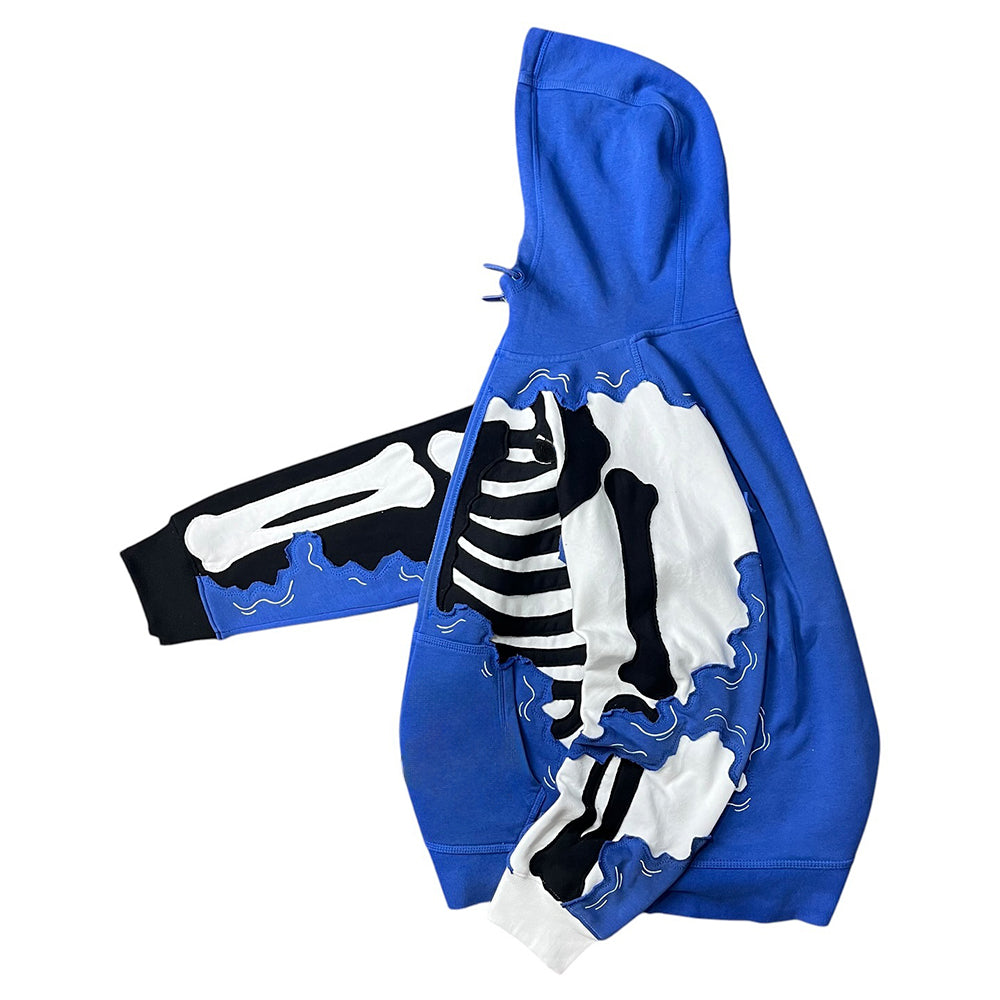 Creative Skeleton Stitching Tailoring Zipper Hooded Sweatshirt