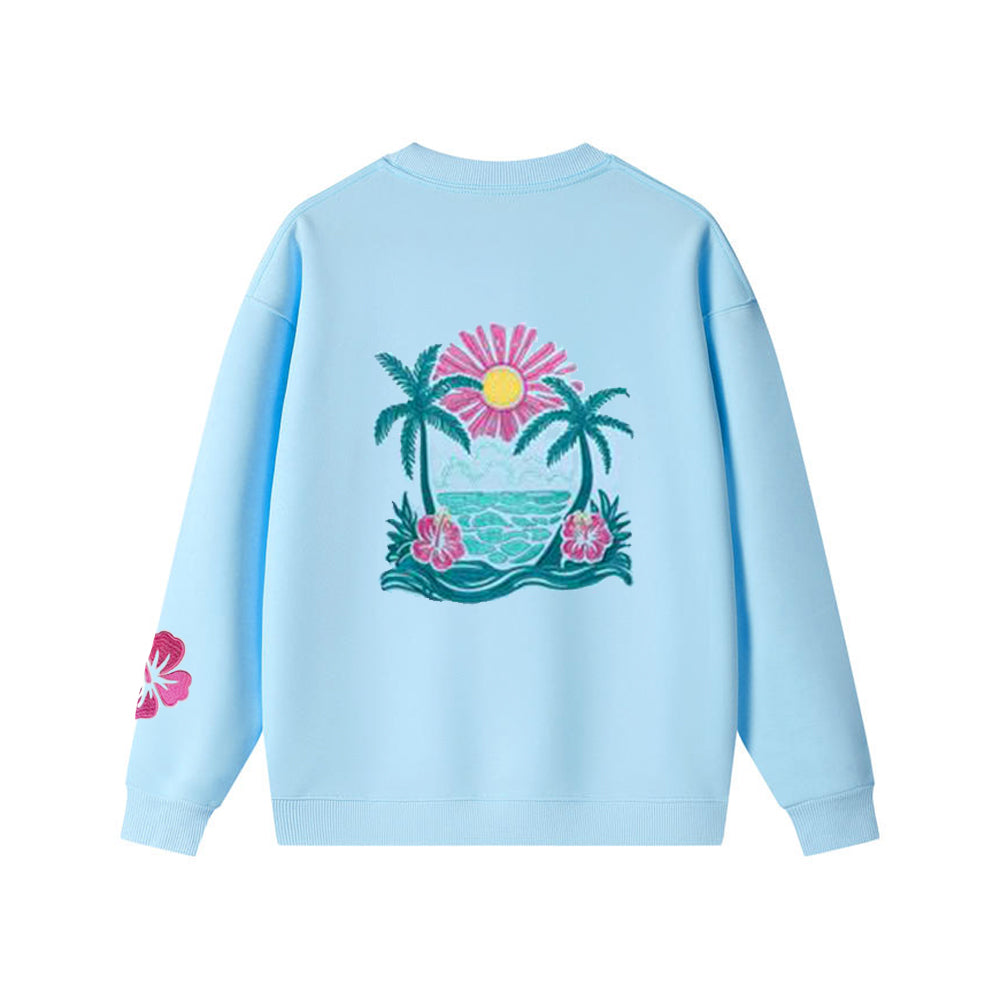 Beach Coconut Tree Embroidery Sweatshirt