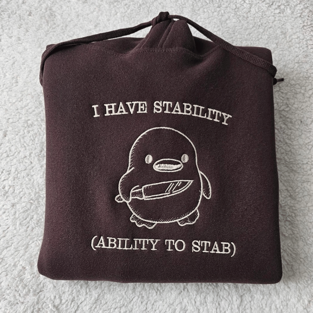 I Have Stability Funny Embroidered Hoodie