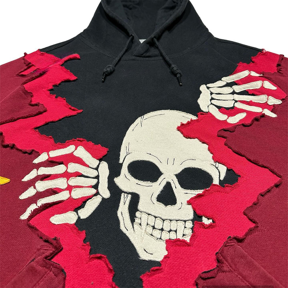 Fractured Skull Patchwork Hoodie