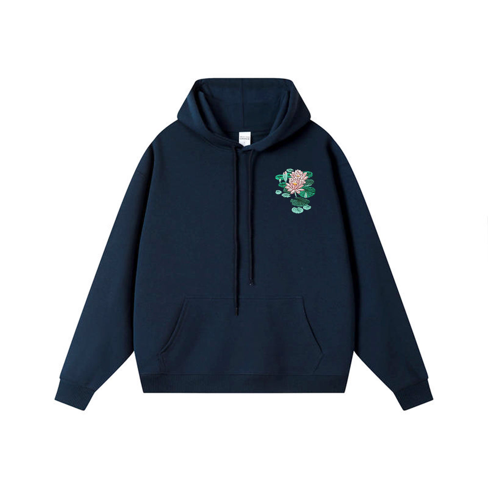 Lotus embroidered hooded sweatshirt
