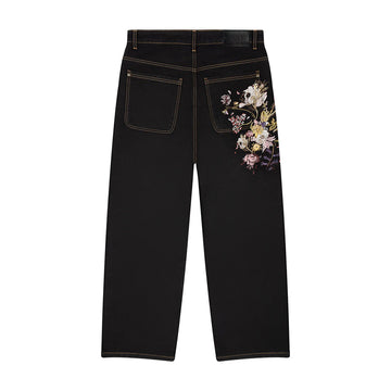 Embroidered Denim Jeans with Floral Bloom