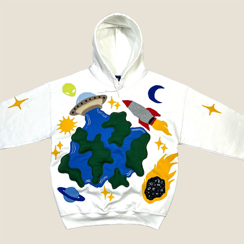 Earth to the Moon Patchwork Hoodie
