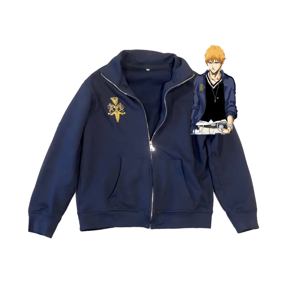 Cartoon Embroidered Zipper Sweatshirt