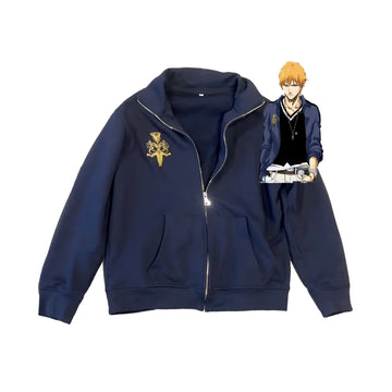 Cartoon Embroidered Zipper Sweatshirt