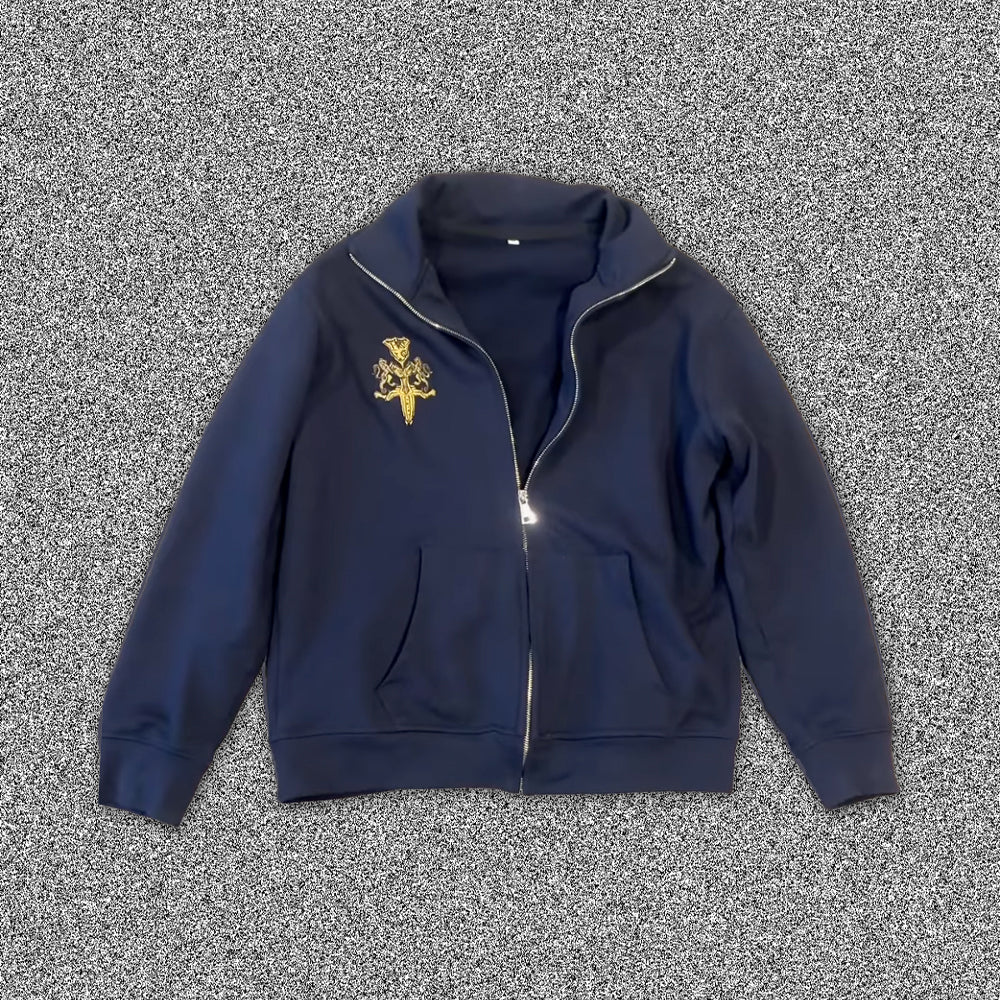 Cartoon Embroidered Zipper Sweatshirt
