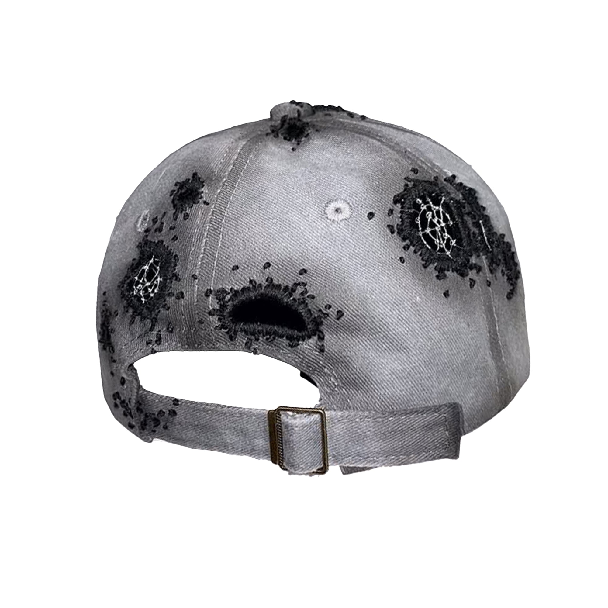 Dark Deconstructed Spiderweb Distressed Baseball Cap