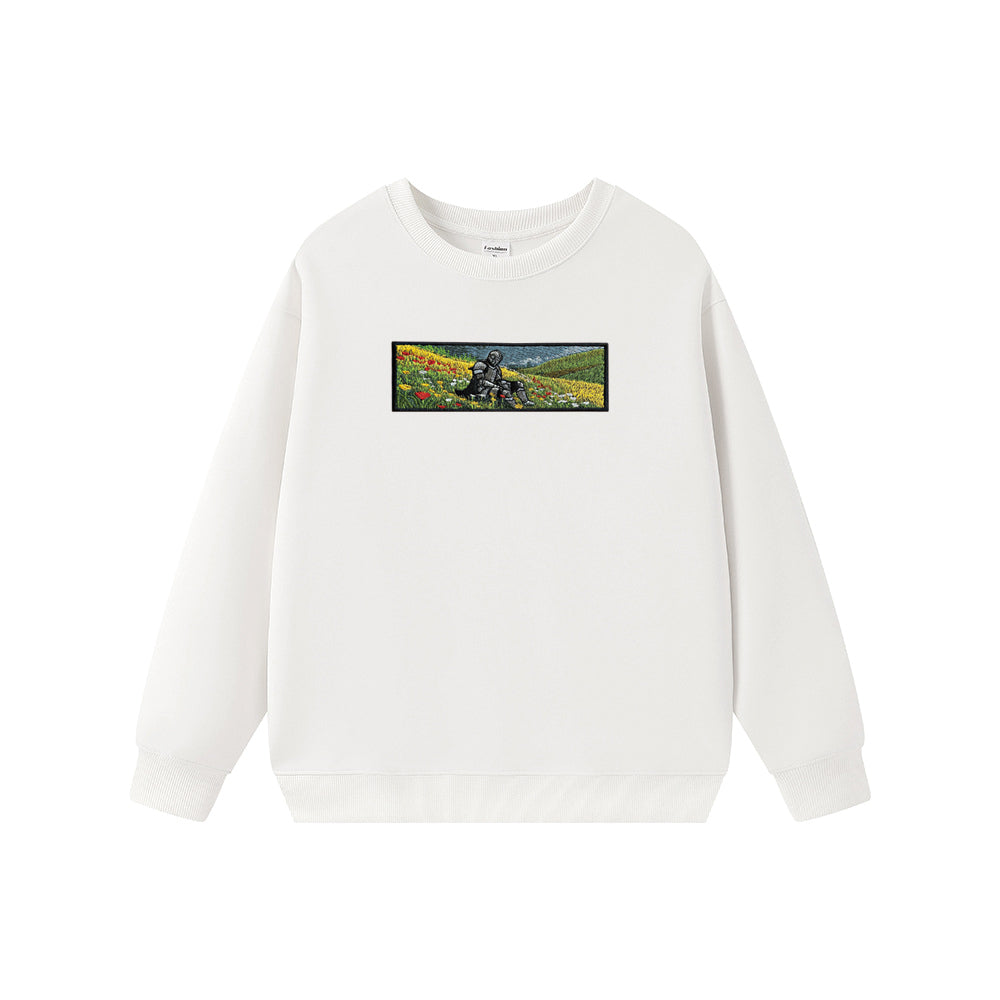 Embroidered Crew Neck Sweatshirt Brght Fantasy