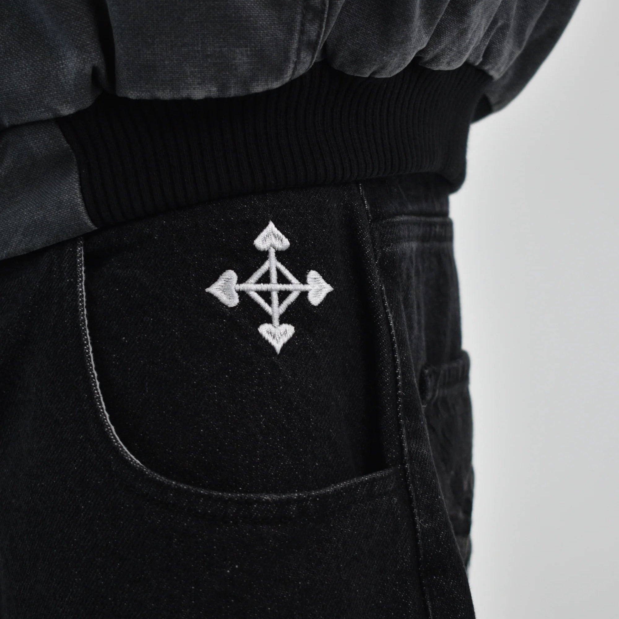 Spider and Handprint Embroidery with Streetwear Denim Pants