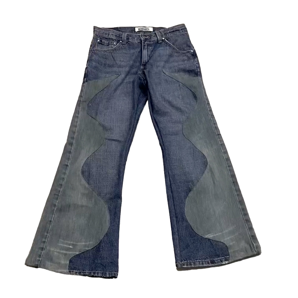 Contrast Panel Patchwork Jeans
