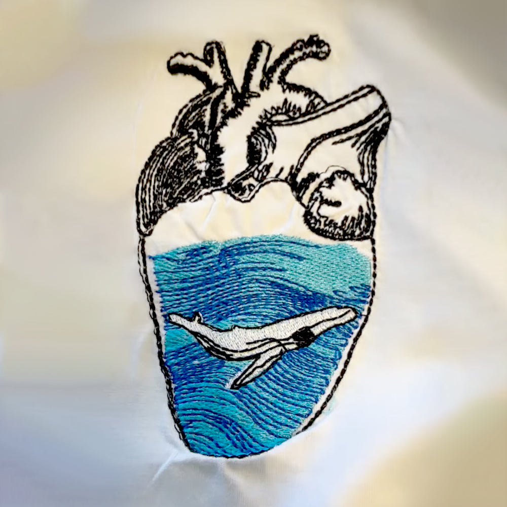 Ocean Heart Embroidery Graphic T-Shirt