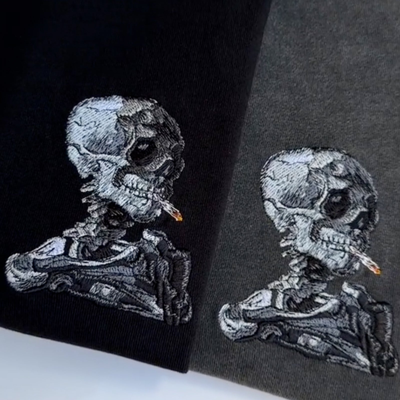Metallic Skull Embroidered T-shirt