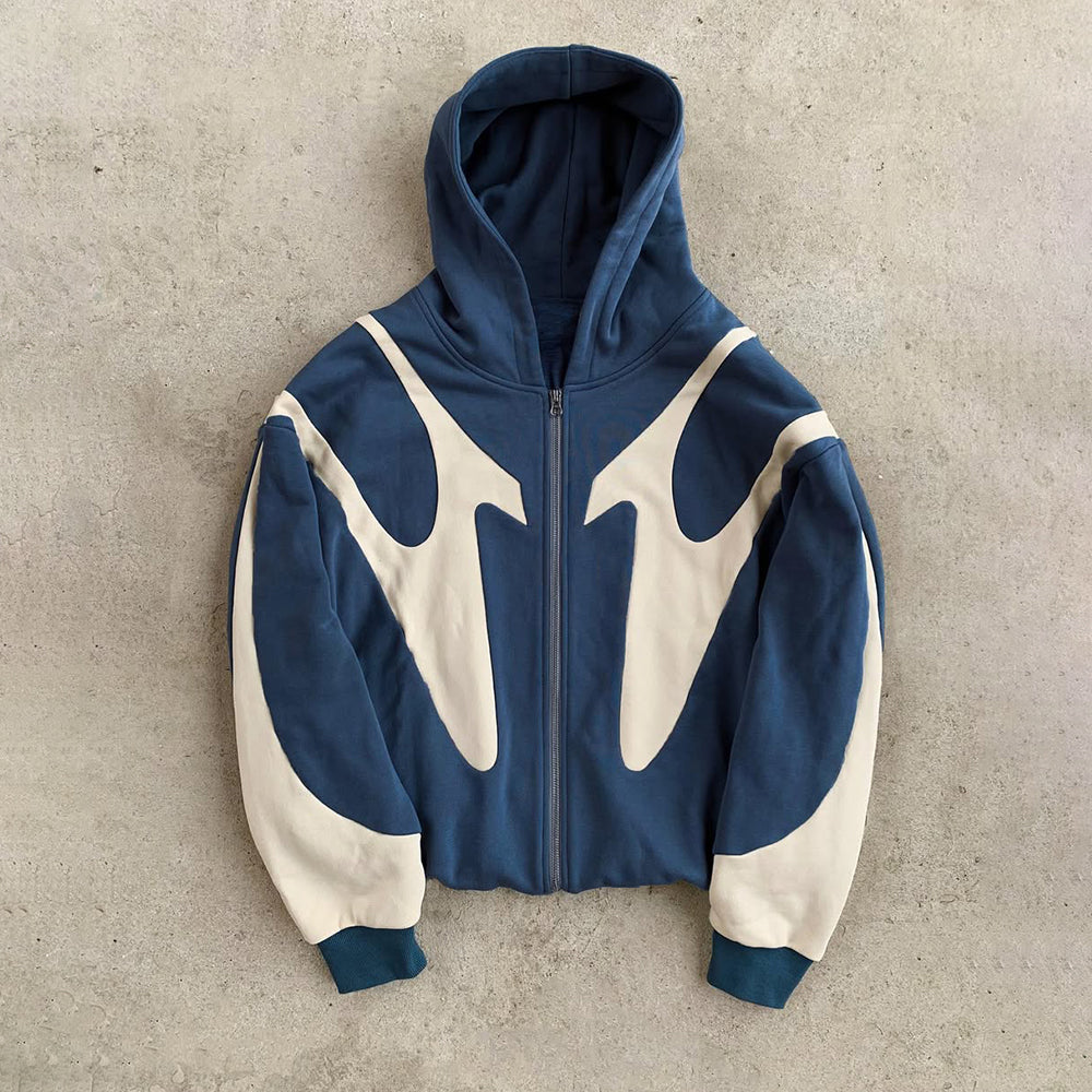 Contrast Zip-Up Hoodie