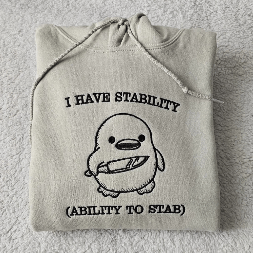 I Have Stability Funny Embroidered Hoodie