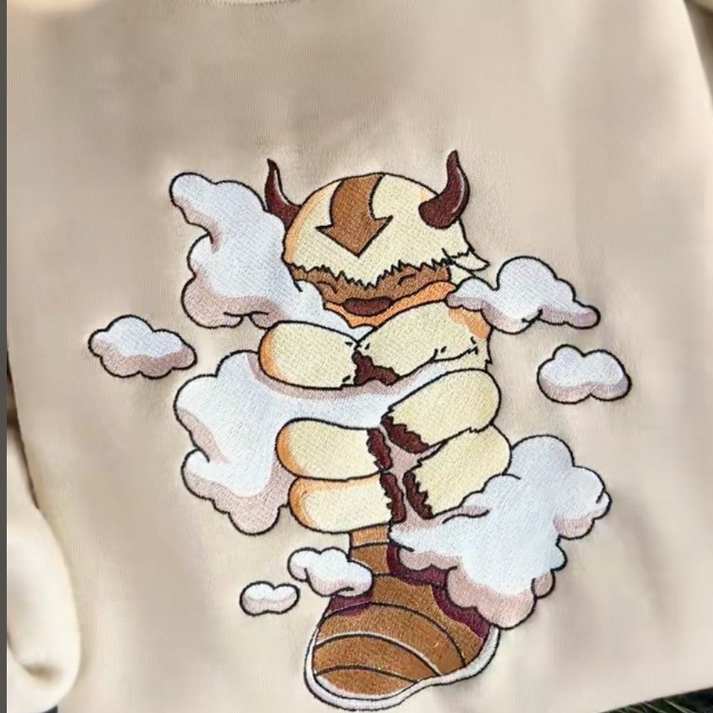 Devil Horn Hamburger Embroidered Sweatshirt