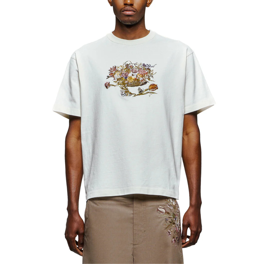 Embroidered Vintage Floral Still Life T-Shirt