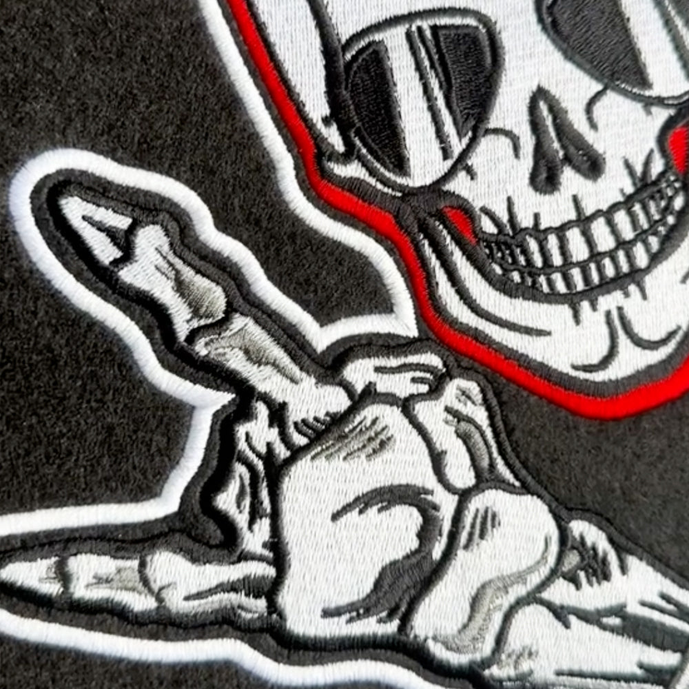 Skull Hand Gesture Embroidery Pattern T-Shirts