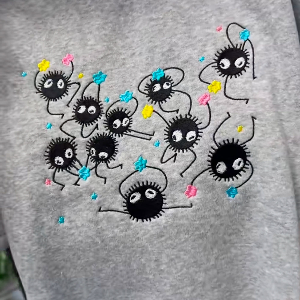 Jumping Coal Briquettes Embroidered Sweatshirt