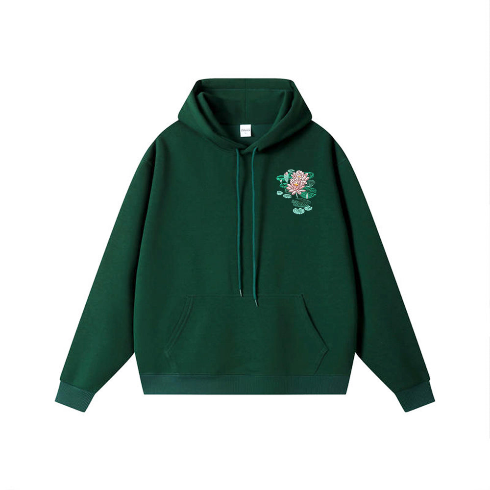 Lotus embroidered hooded sweatshirt