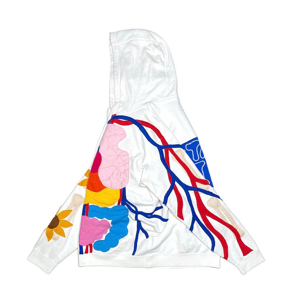 Human Organ Structure And Sunflower Pattern Patchwork Hoodie