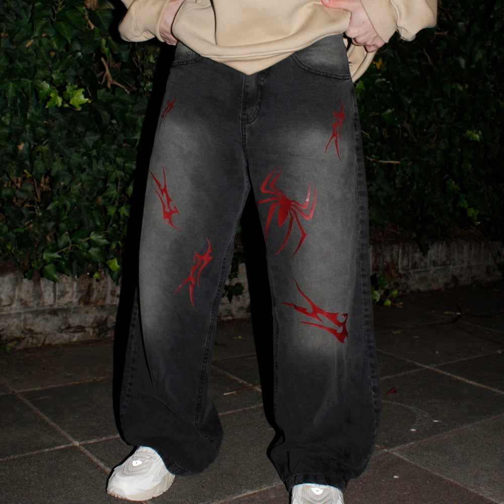Vintage Spider Pattern Jeans