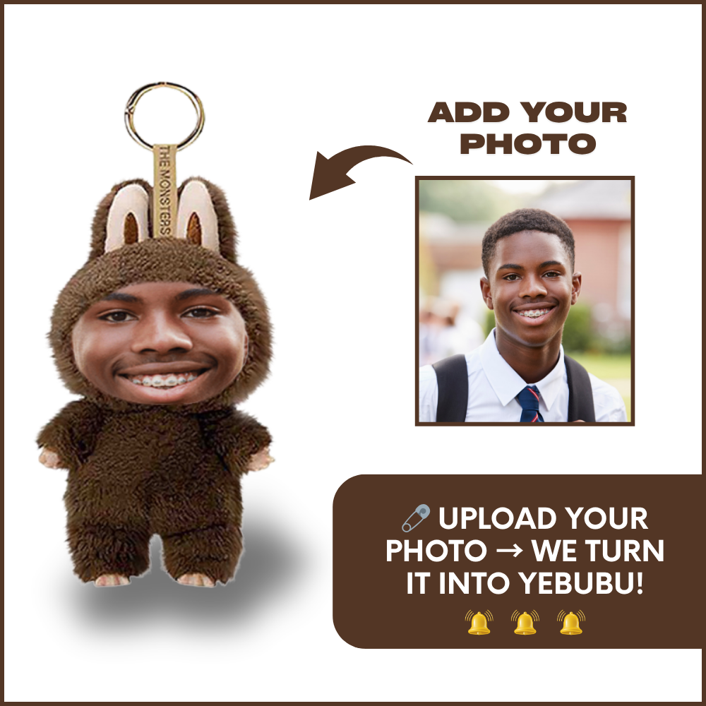 Funny Custom Yebubu Plush Keychain with Your Face – Perfect Gift In Different Colors