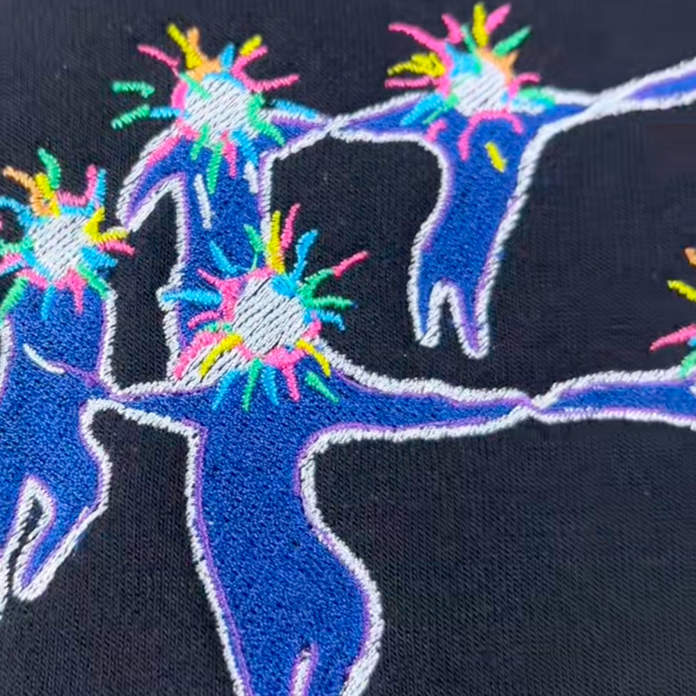 Hoodie With Embroidered Little Man Spinning Pattern