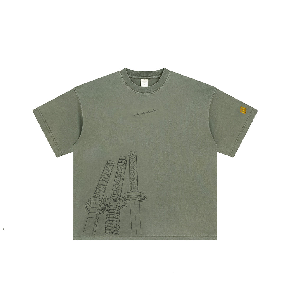 Anime Graphic Embroidered Tee - Otaku Street Style