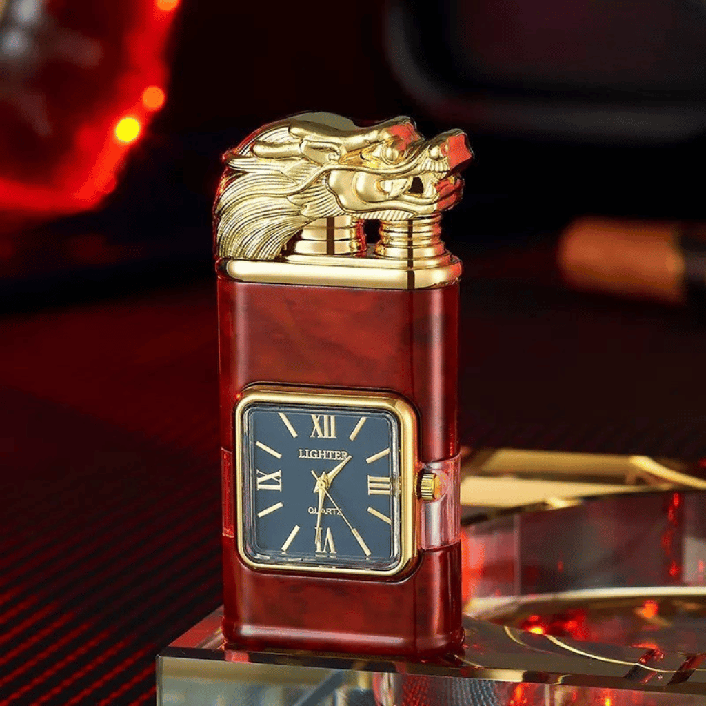 Dragon Head Quartz Clock Butane Lighter