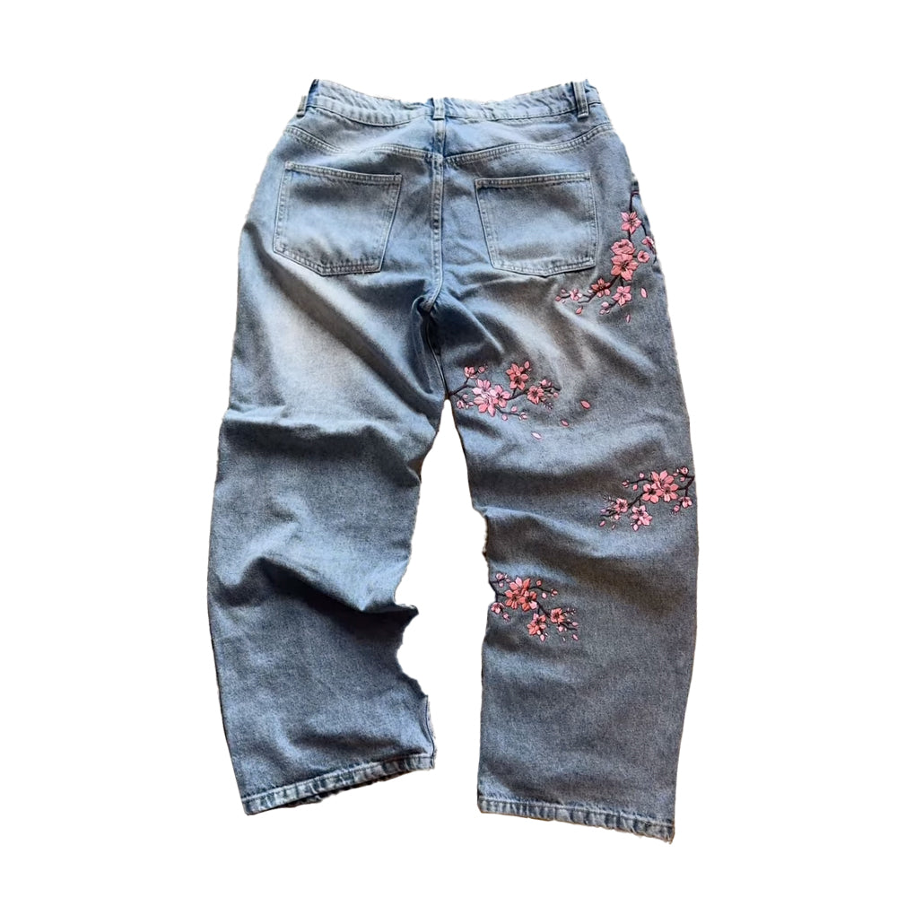 Sakura Bloom Embroidered Jeans