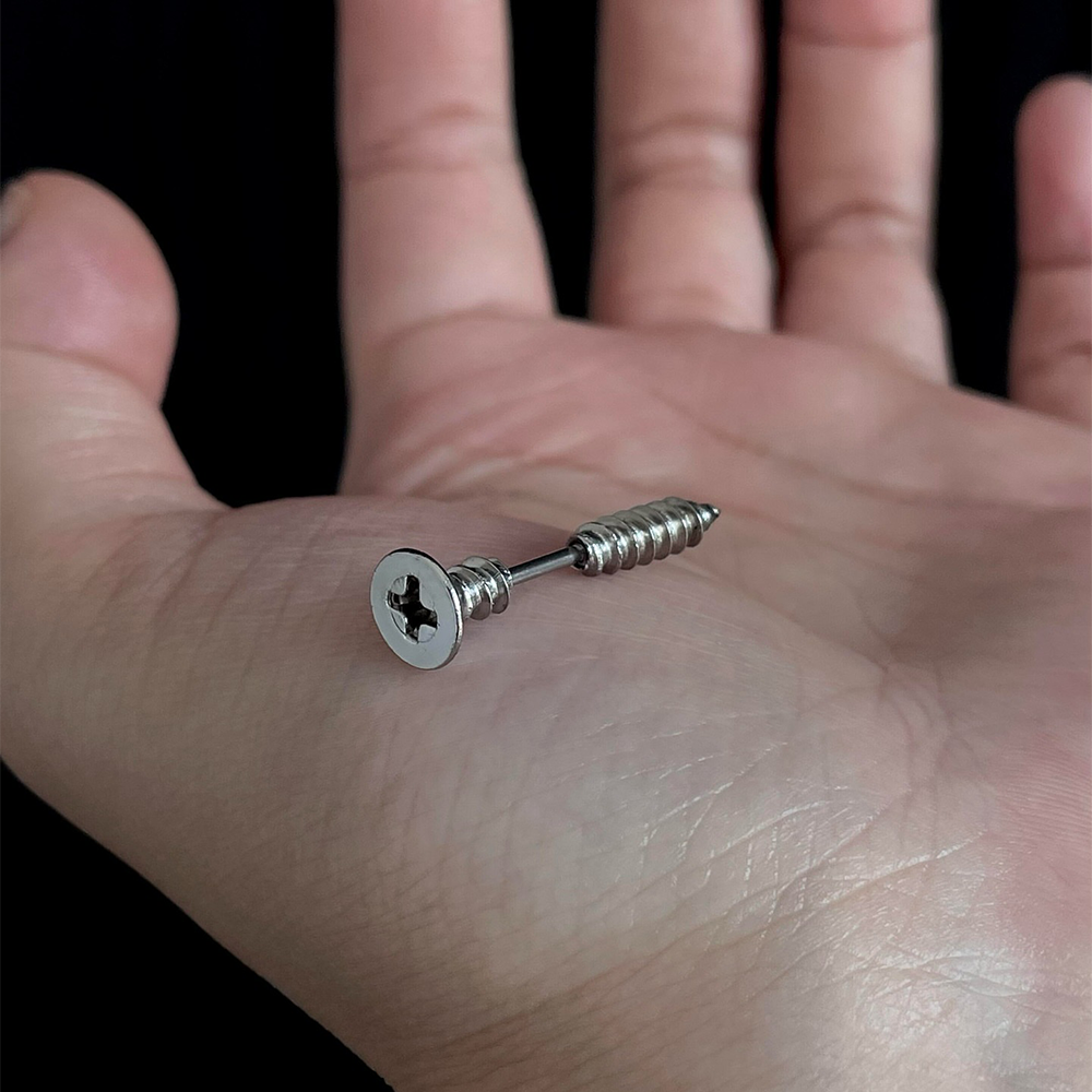 Punk Rock Unisex Stainless Steel Screw Stud Earrings