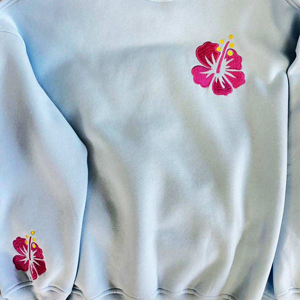 Beach Coconut Tree Embroidery Sweatshirt