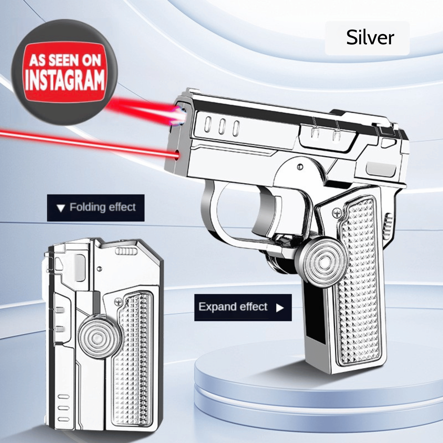 Multi Functional Folding Dual Form Decompression Gyro Gun Shaped Lighter