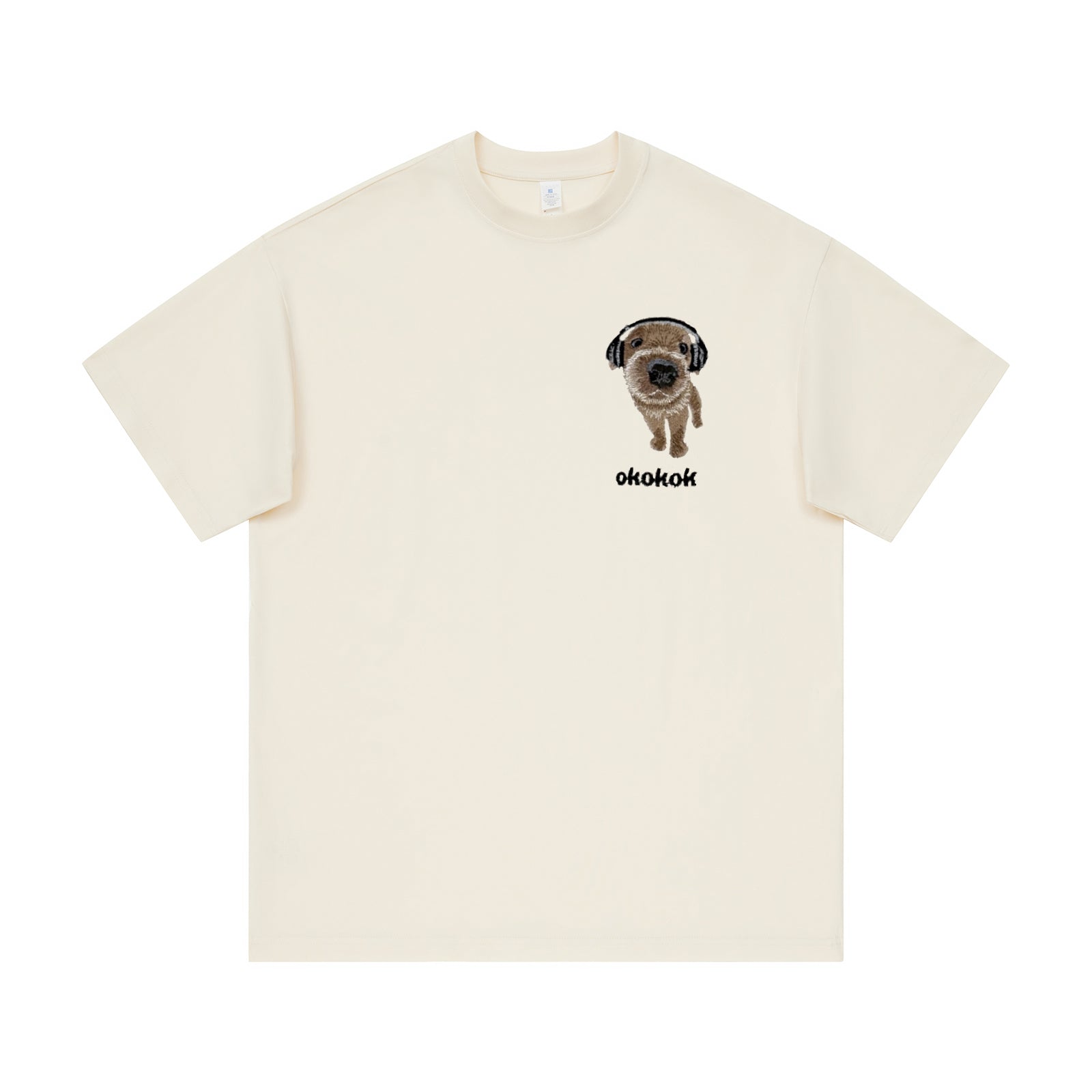 Couple Earphone Dog Embroidered Tee