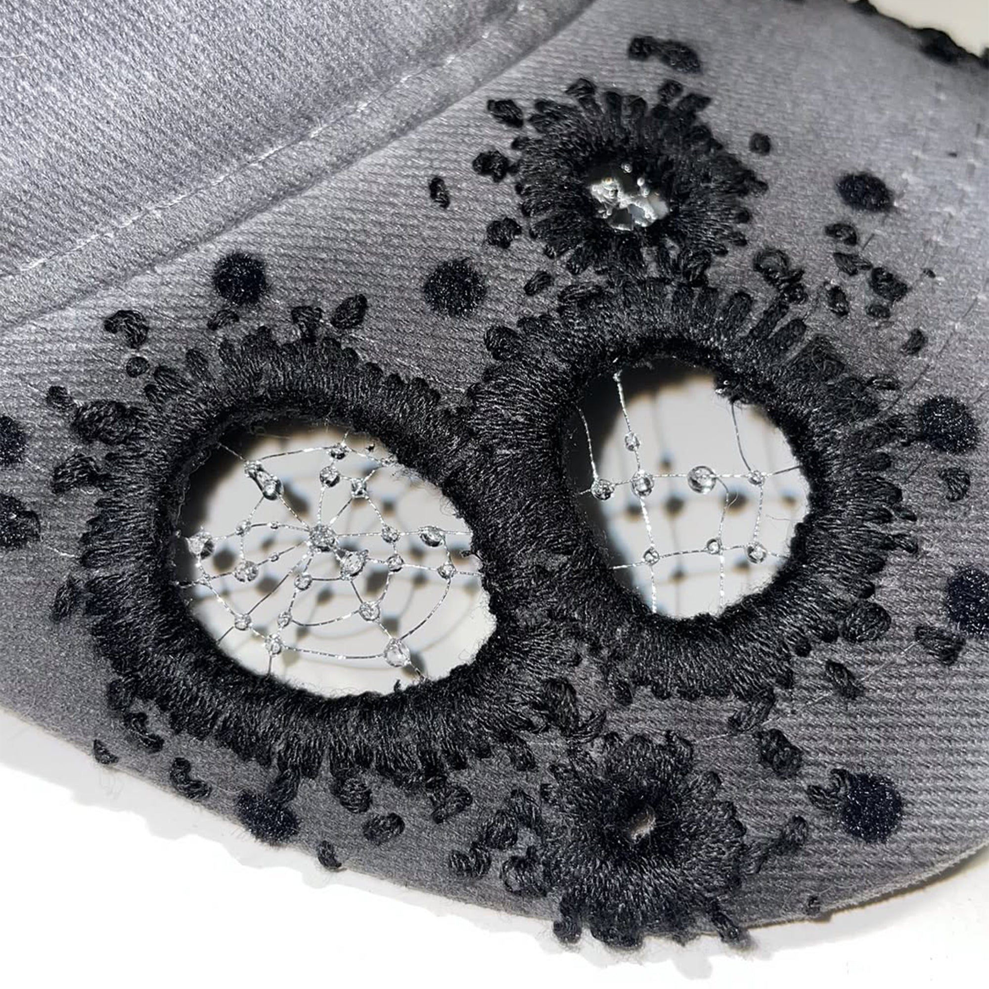 Dark Deconstructed Spiderweb Distressed Baseball Cap