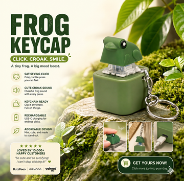 Rechargeable Frog Keycap Clicker Keychain – Cute Croak Sound Fidget Toy