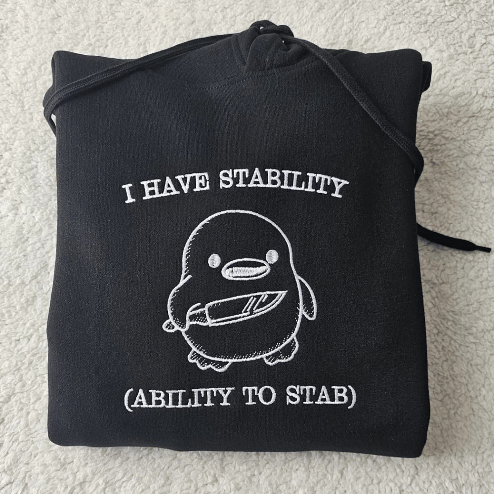 I Have Stability Funny Embroidered Hoodie