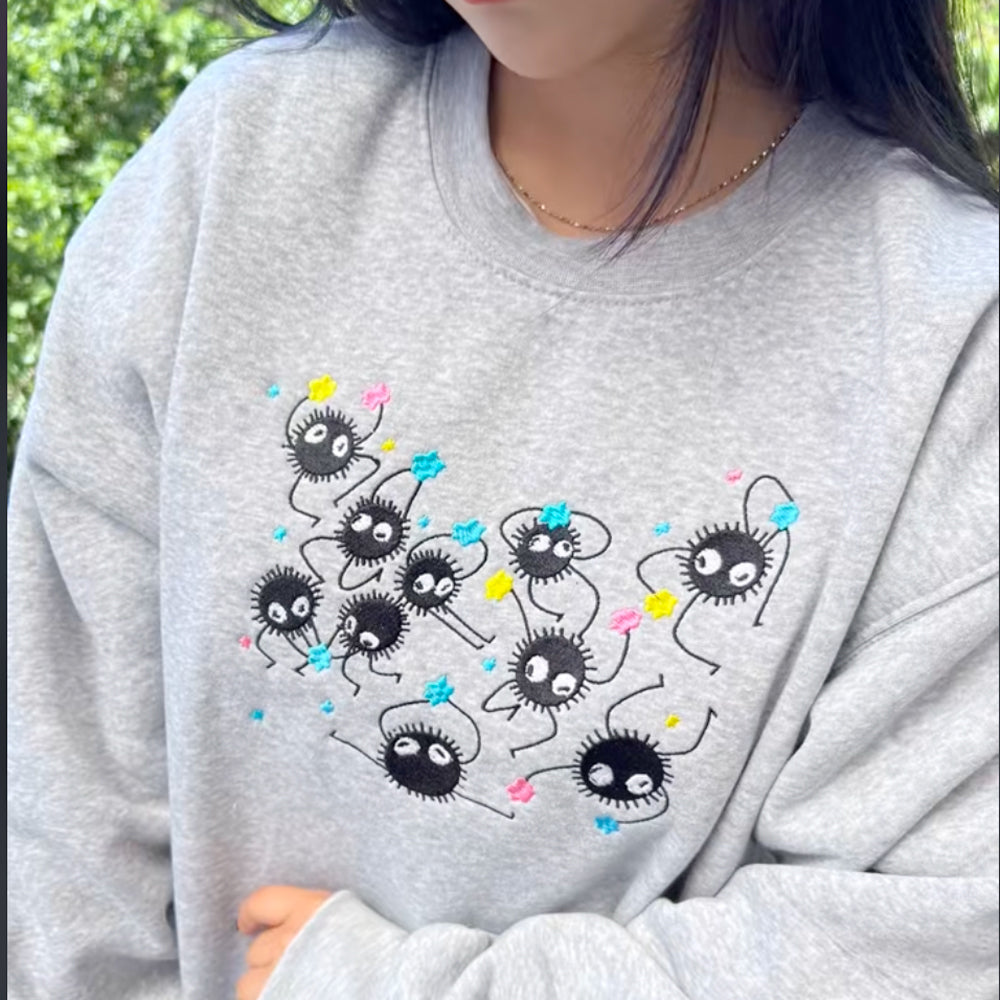 Jumping Coal Briquettes Embroidered Sweatshirt
