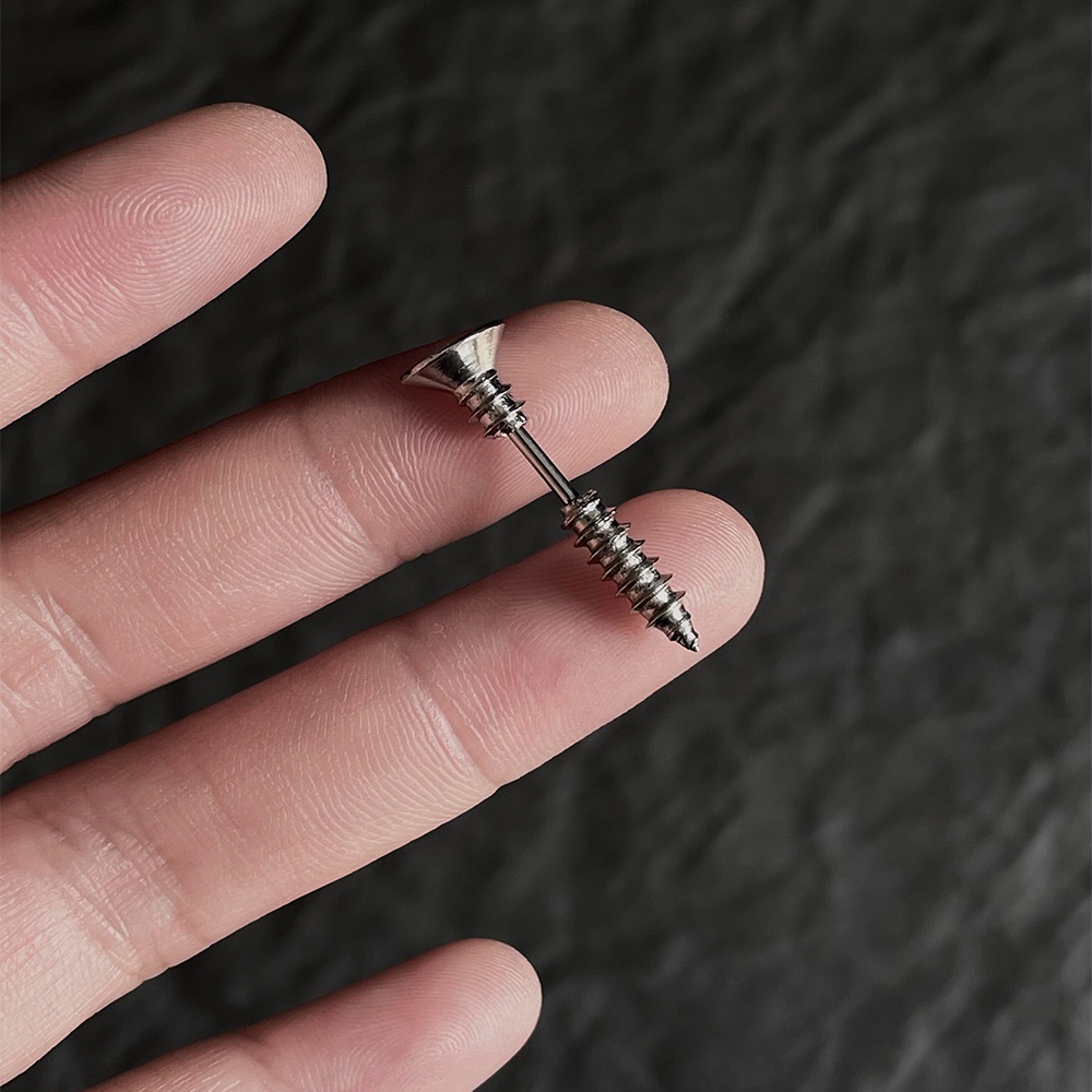 Punk Rock Unisex Stainless Steel Screw Stud Earrings