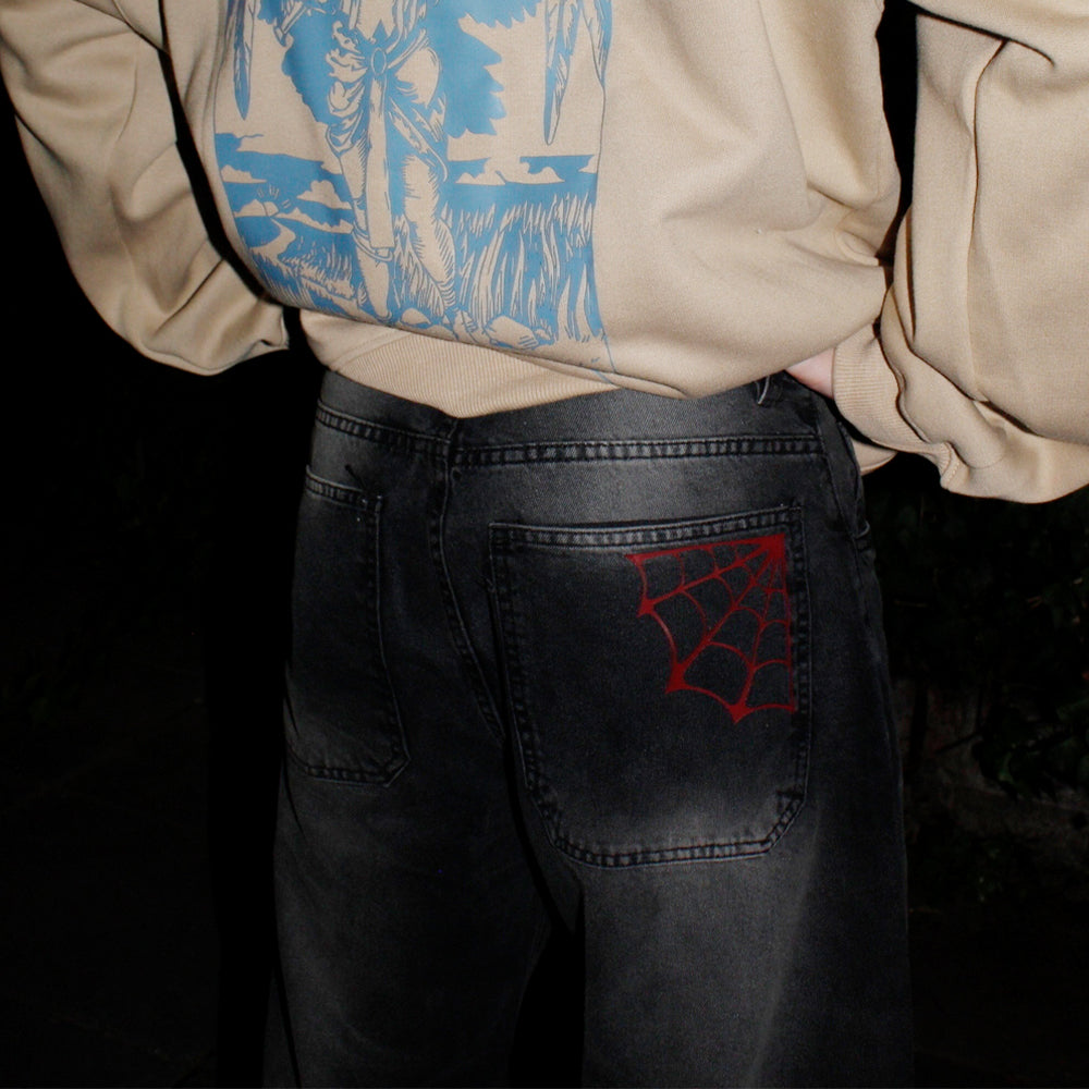 Vintage Spider Pattern Jeans