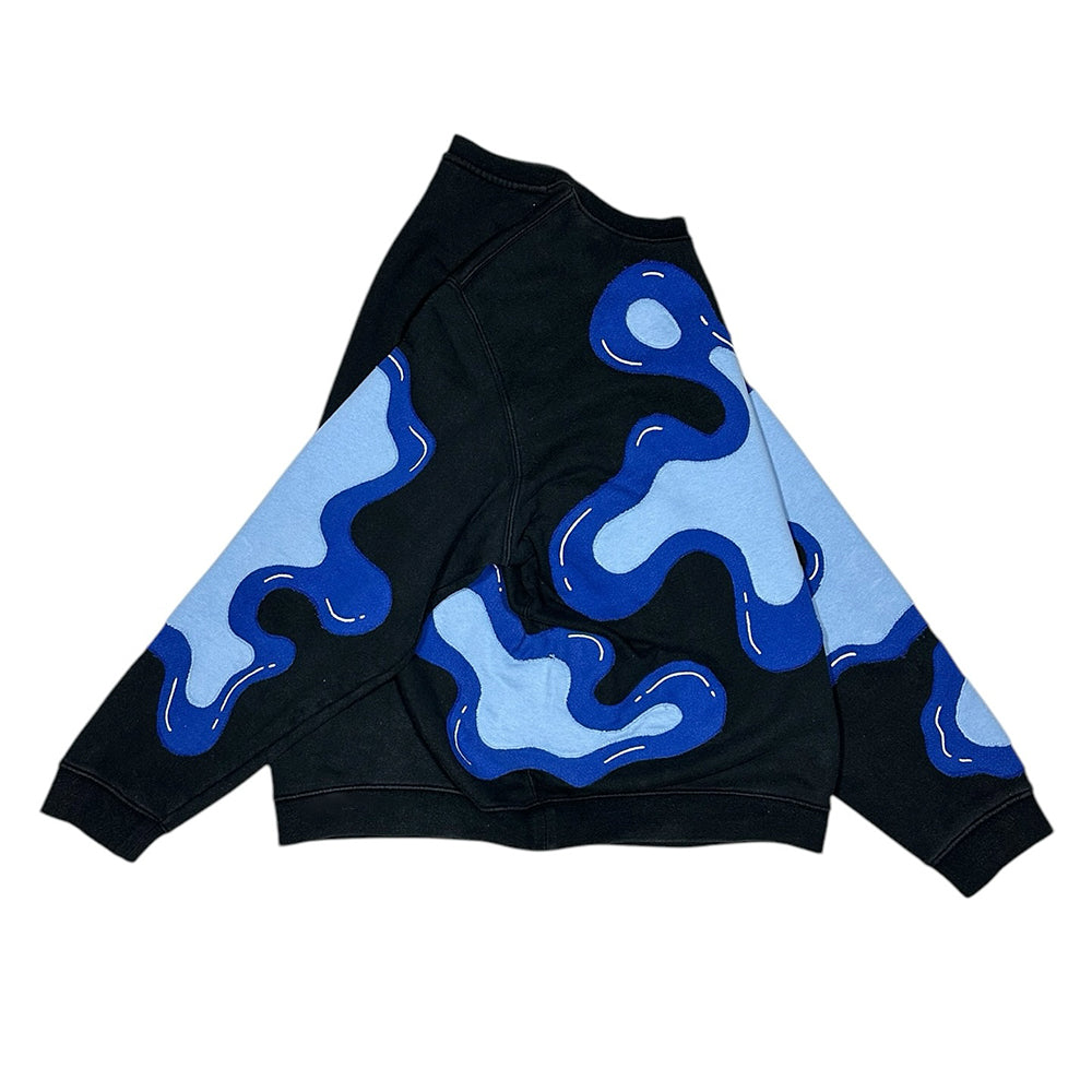 Creative Blue Water Drop Cut Patchwork Hoodie