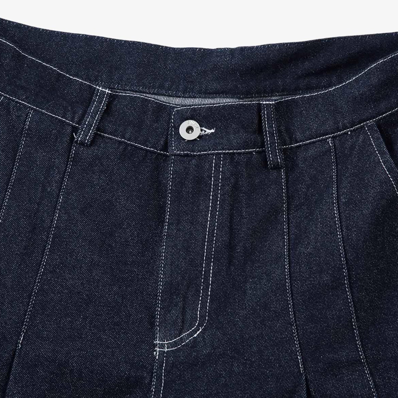 Deconstructed Contrast Stitching Pleated Baggy Barrel Jeans
