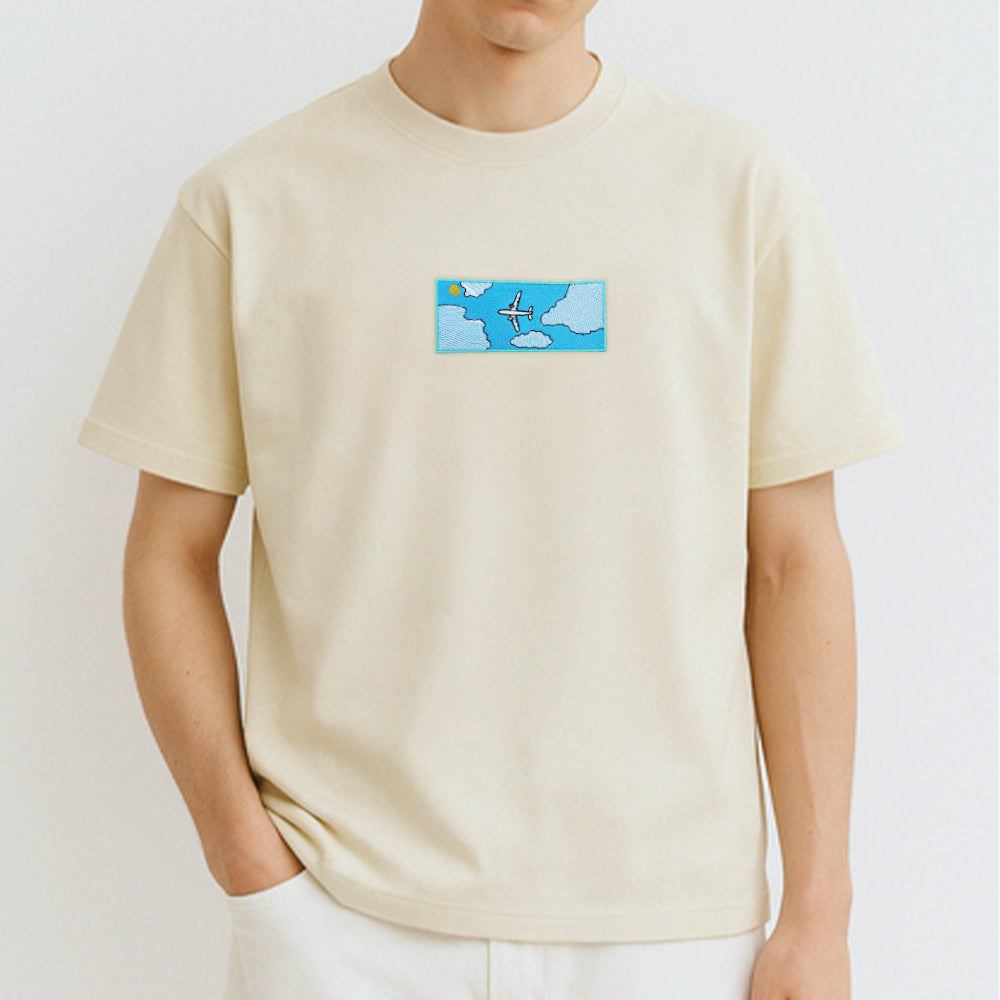 Airplane Pattern Embroidered Creative T-shirt