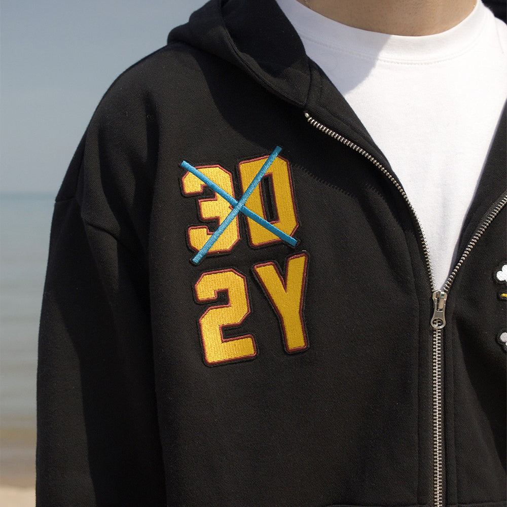 One Piece Collection Creative Graphic Embroidery Zip-Up Hoodie